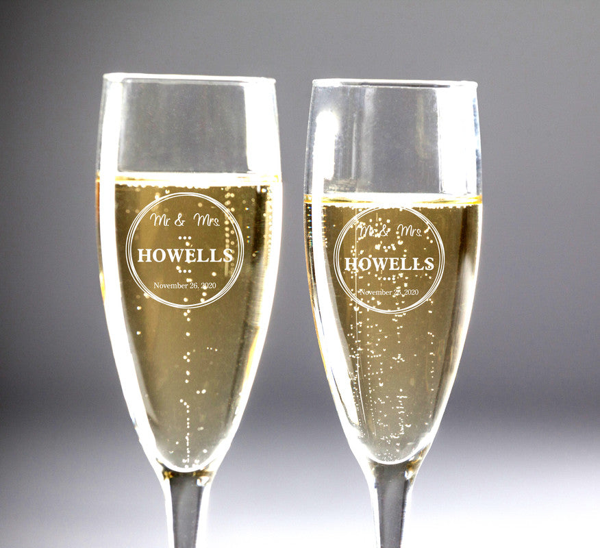 Personalised Champagne Flutes Set Of 2 - Couple / Titles