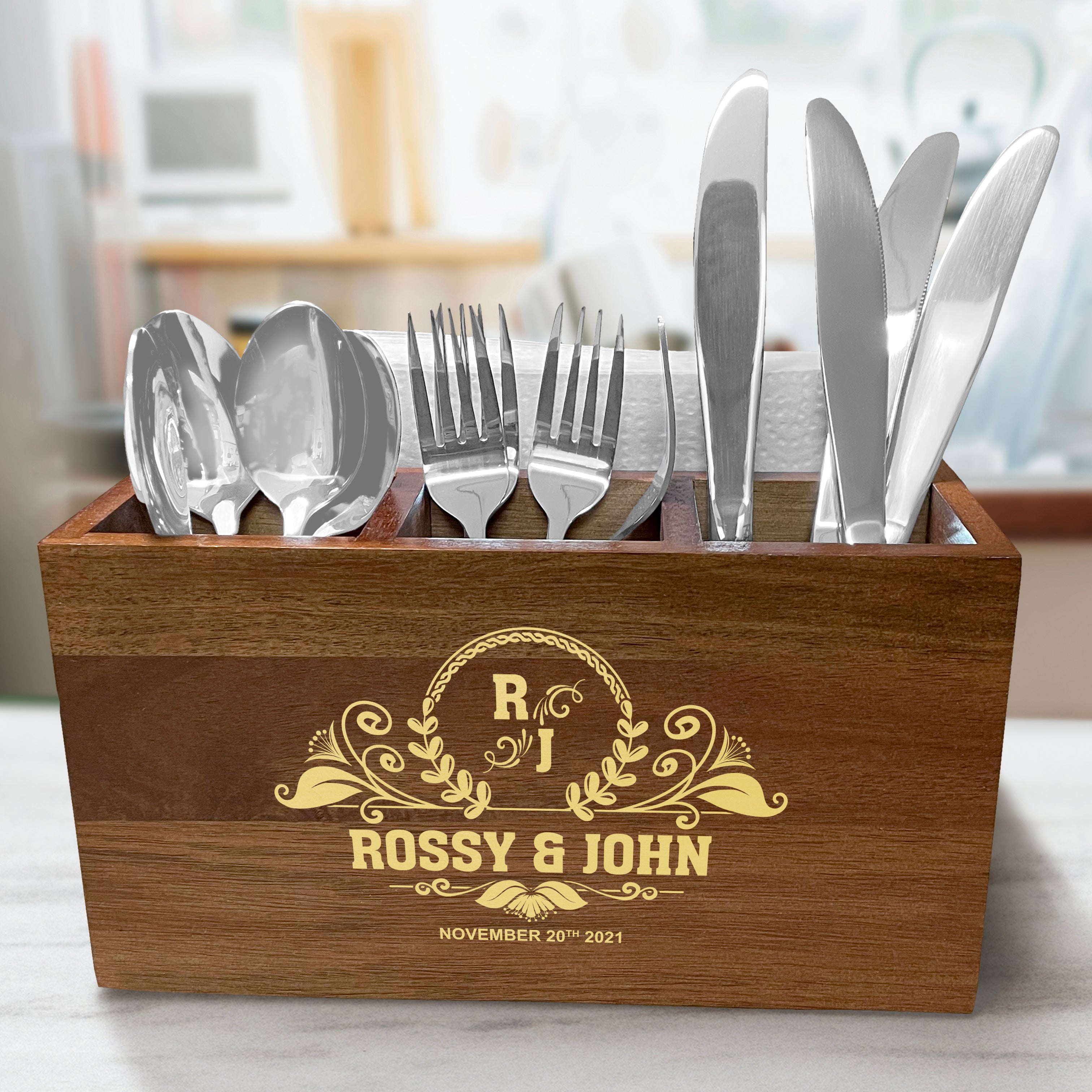 Personalized Utensil Holder Kitchen Gifts Personalized Wood