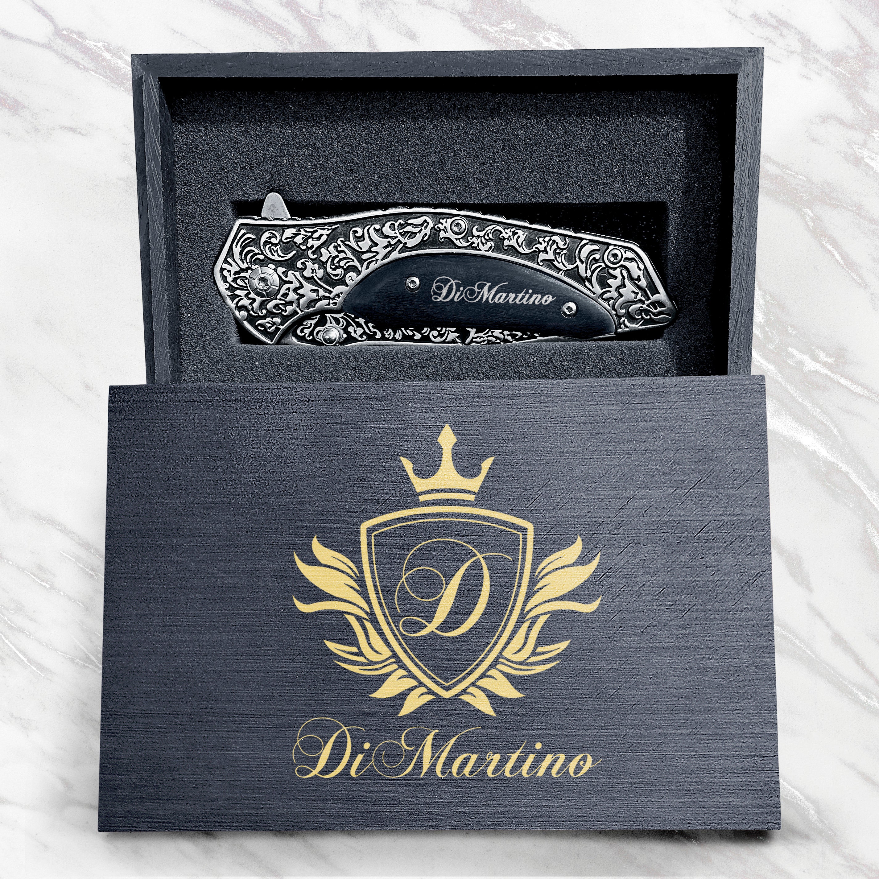 Personalized Groomsmen Leather Wallet & Switchblade Knife Set